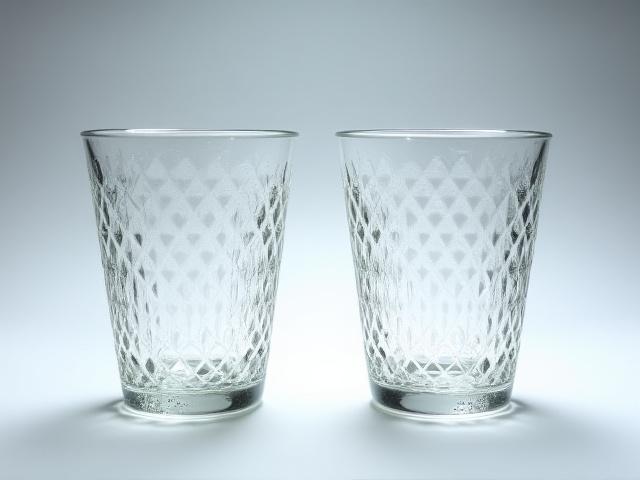 曇りや欠けのある江戸切子と、透明感と輝きを取り戻した修復後の江戸切子のビフォーアフター