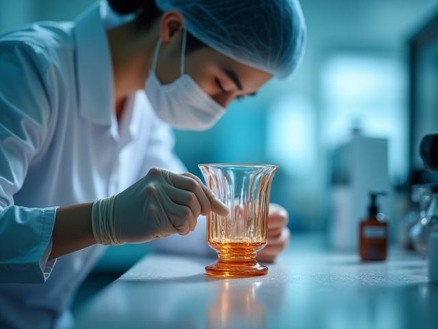 Suzu Cleanの専門家が繊細なガラス工芸品を丁寧にクリーニングしている様子